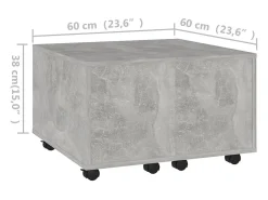 Mesa de centro madera contrachapada gris hormigón 60x60x38 cm