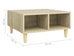 Mesa de centro madera contrachapada roble Sonoma 60x60x30 cm