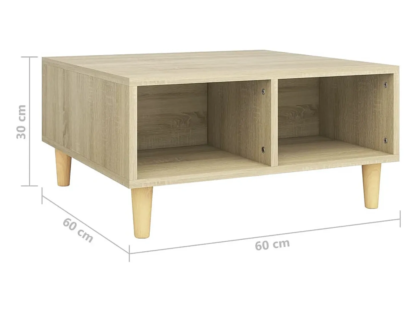 Mesa de centro madera contrachapada roble Sonoma 60x60x30 cm