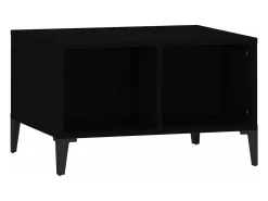Mesa de centro madera contrachapada negro 60x50x36,5 cm