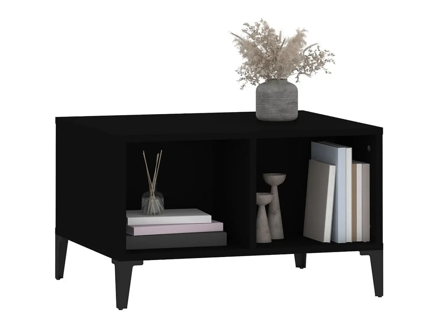Mesa de centro madera contrachapada negro 60x50x36,5 cm
