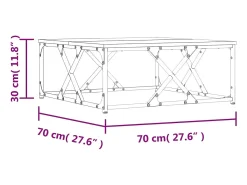 Mesa de centro madera contrachapada roble ahumado 70x70x30 cm