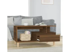Mesa de centro madera contrachapada roble marrón 90x49x45 cm