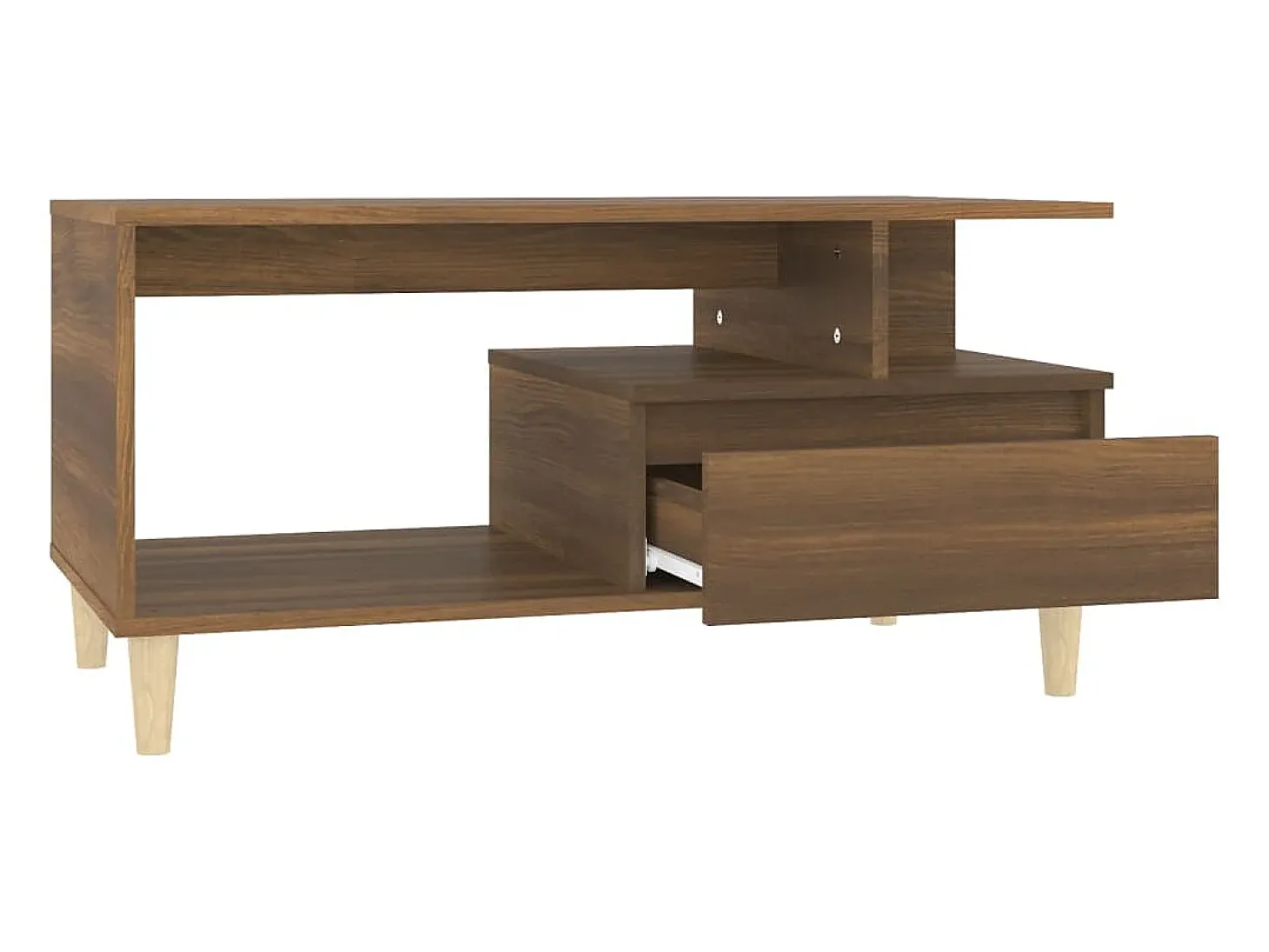 Mesa de centro madera contrachapada roble marrón 90x49x45 cm