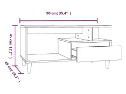 Mesa de centro madera contrachapada roble marrón 90x49x45 cm