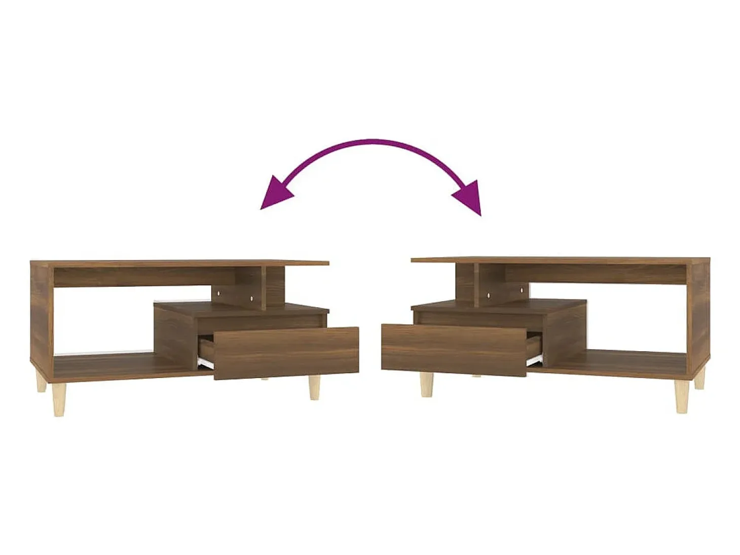 Mesa de centro madera contrachapada roble marrón 90x49x45 cm