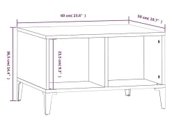 Mesa de centro madera contrachapada roble ahumado 60x50x36,5 cm