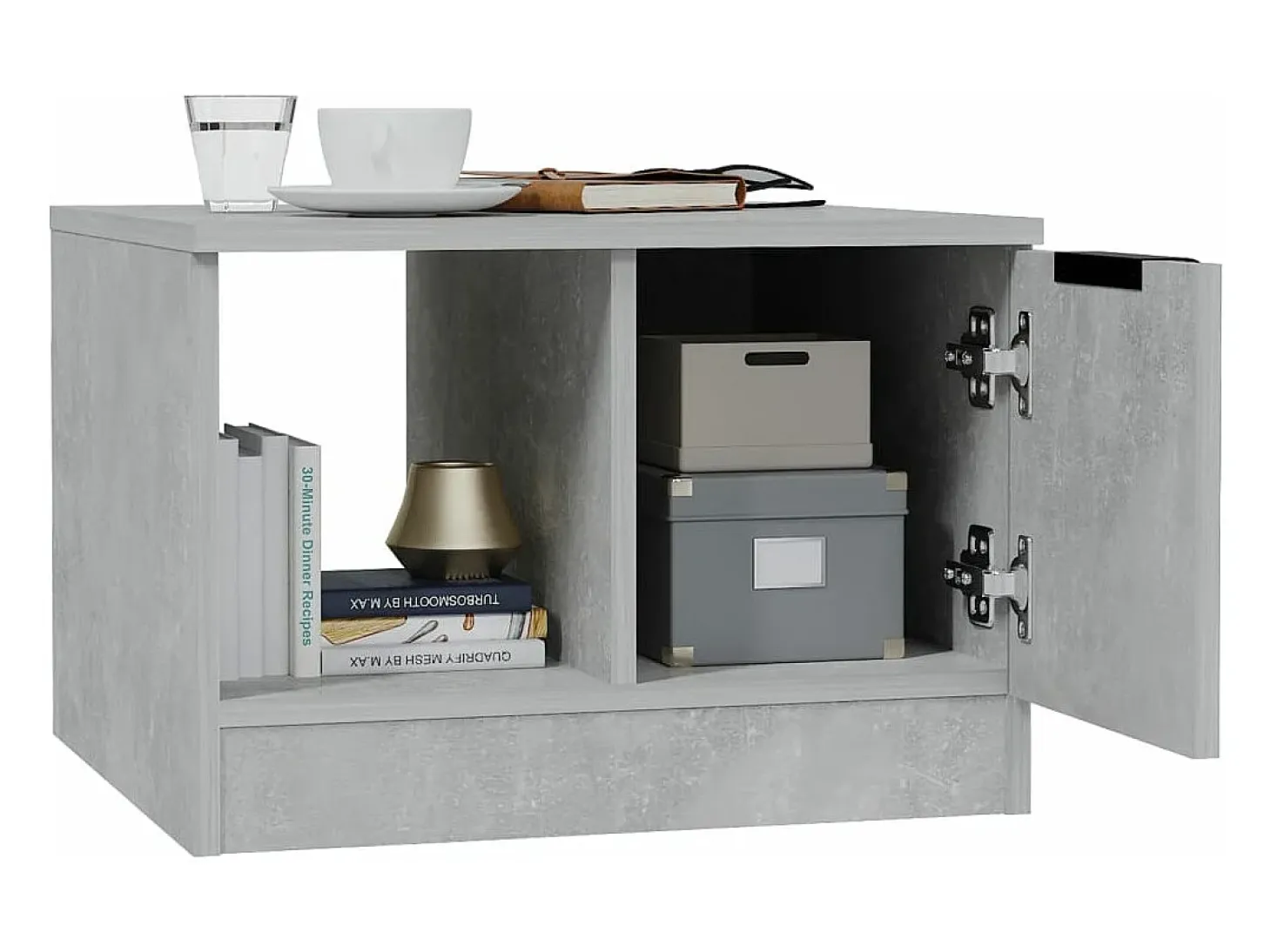 Mesa de centro madera contrachapada gris hormigón 50x50x36 cm