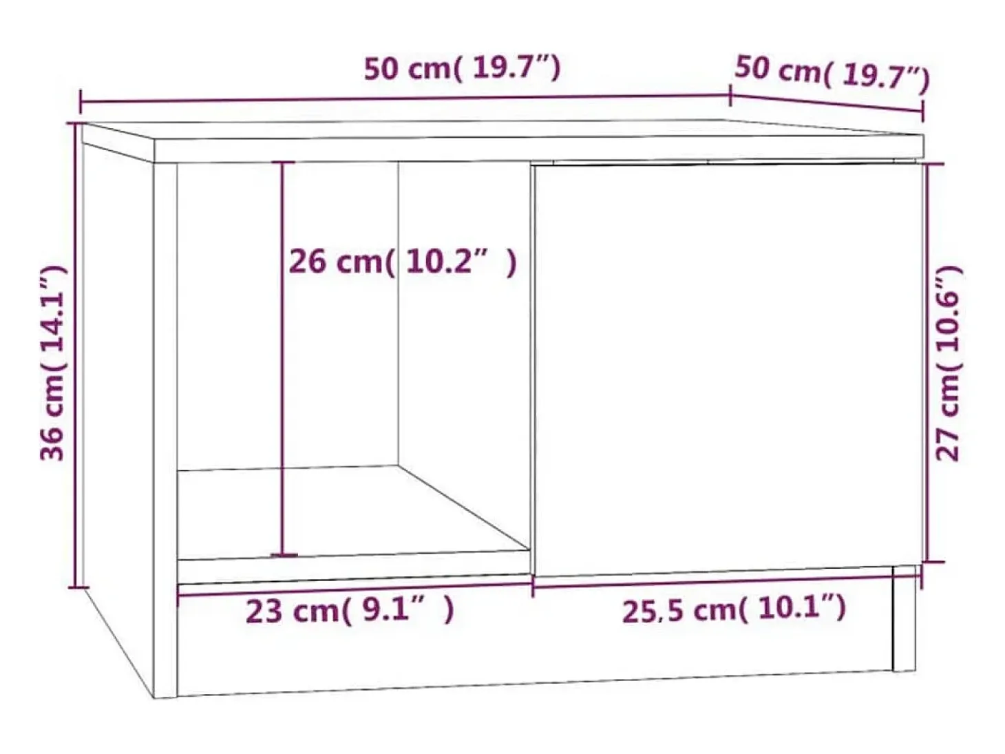 Mesa de centro madera contrachapada gris hormigón 50x50x36 cm