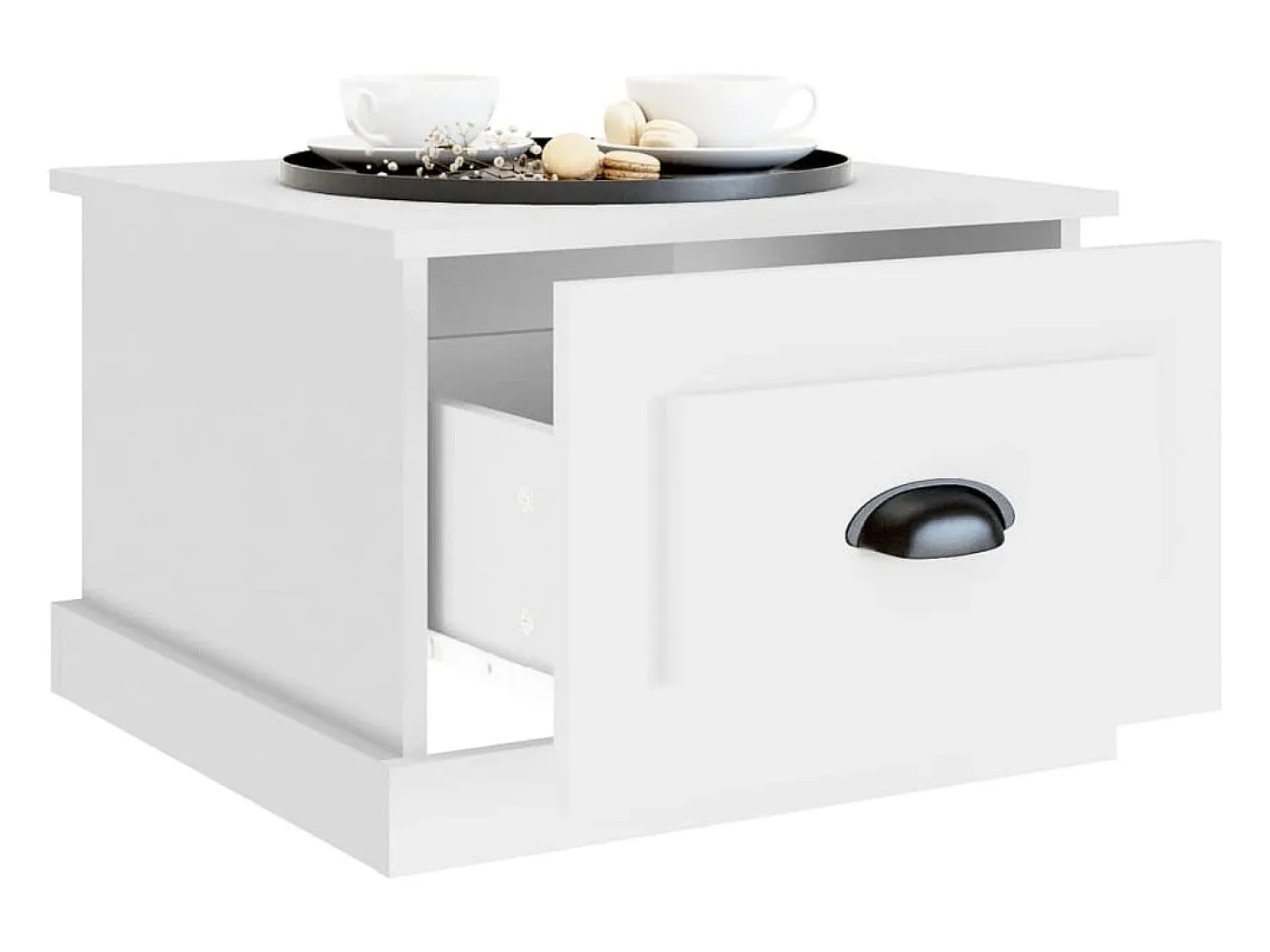 Mesa de centro madera contrachapada blanco 50x50x35 cm