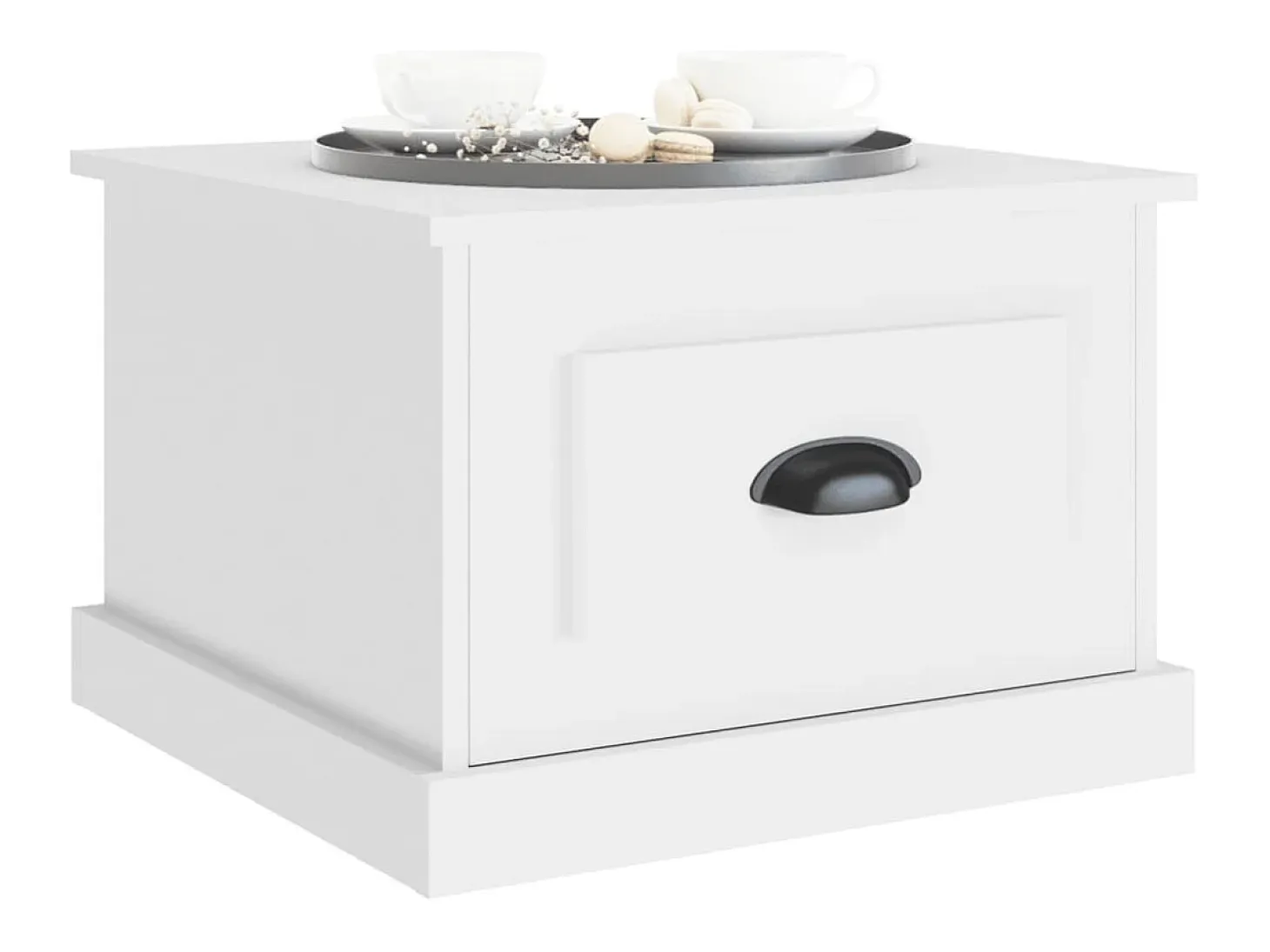 Mesa de centro madera contrachapada blanco 50x50x35 cm