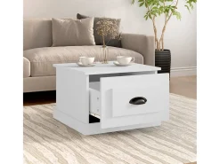 Mesa de centro madera contrachapada blanco 50x50x35 cm