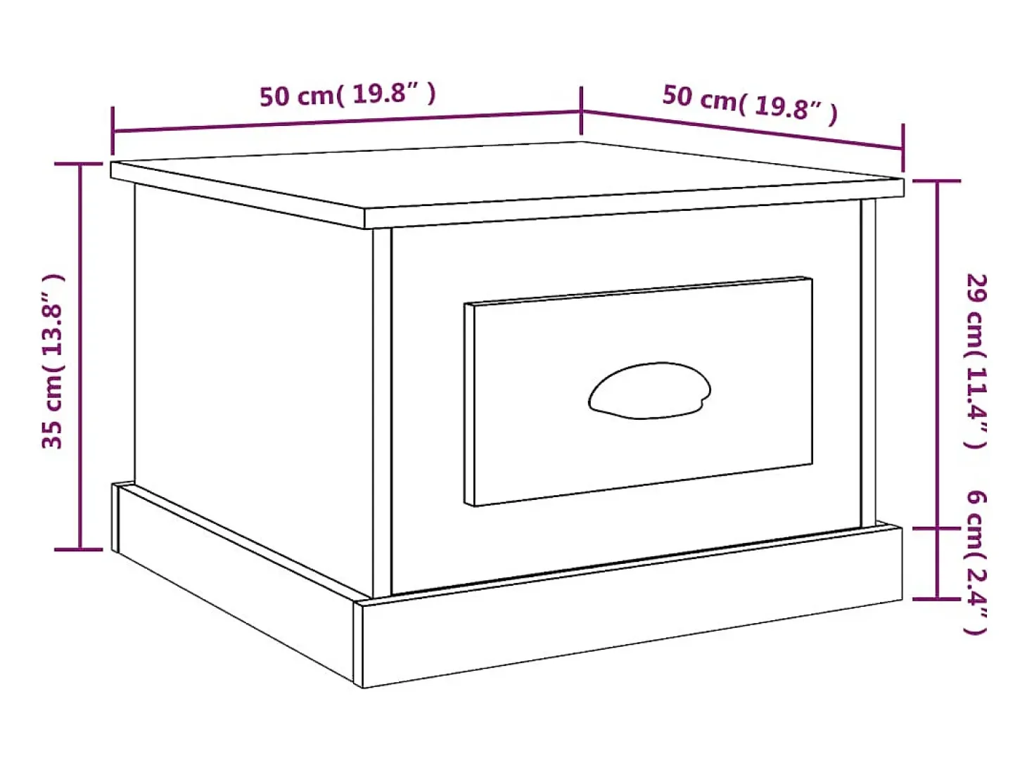 Mesa de centro madera contrachapada blanco 50x50x35 cm