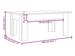 Mesa de centro madera contrachapada roble ahumado 100x60x42 cm