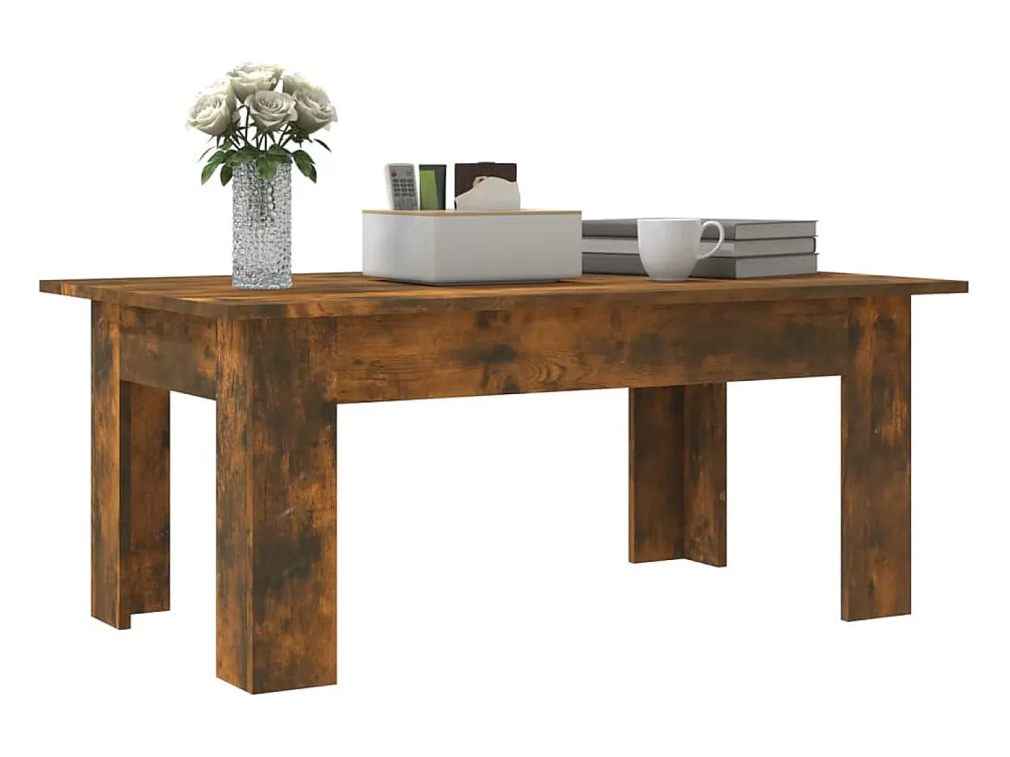 Mesa de centro madera contrachapada roble ahumado 100x60x42 cm