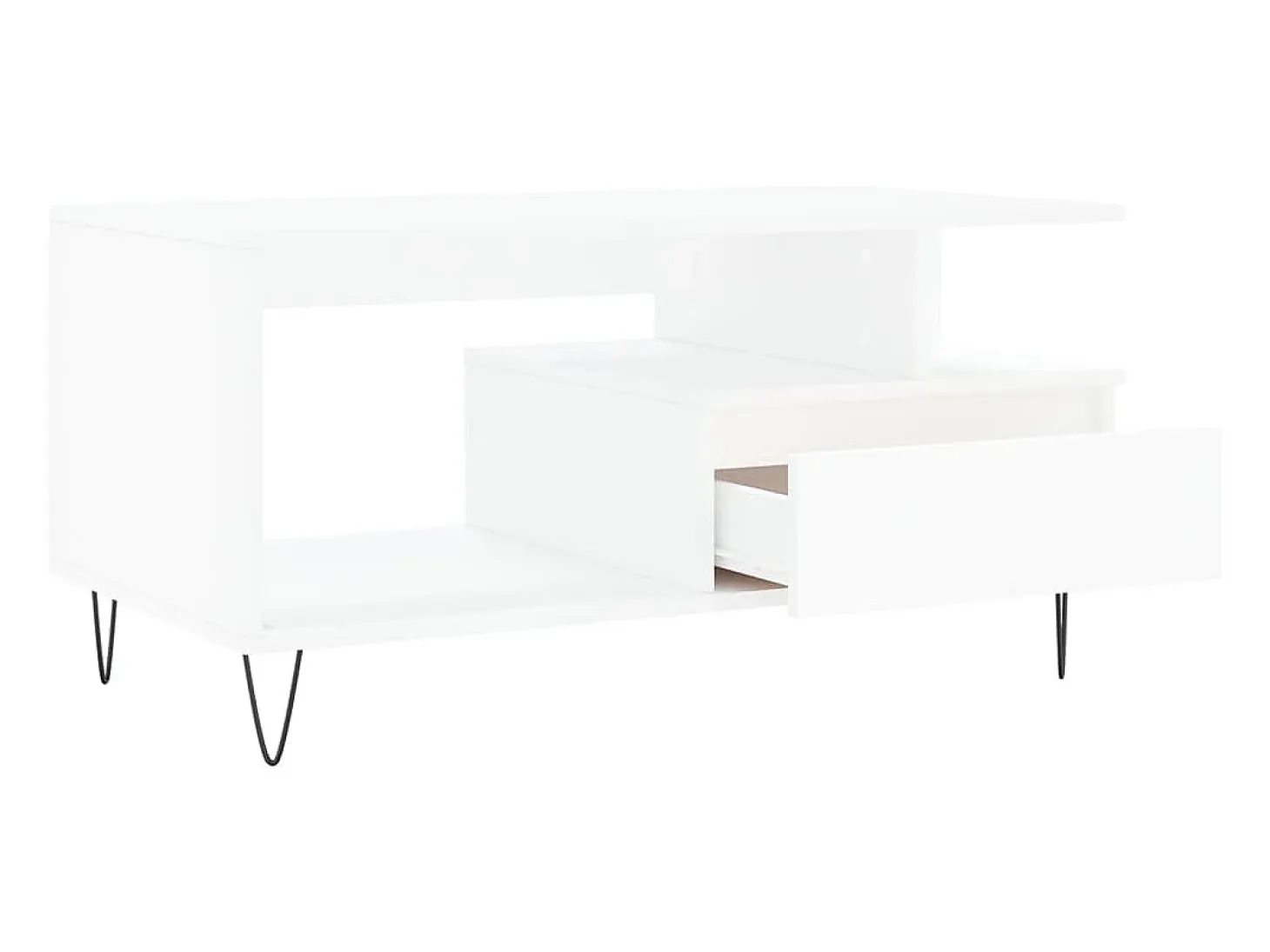 Mesa de centro madera contrachapada blanca 90x49x45 cm