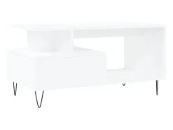 Mesa de centro madera contrachapada blanca 90x49x45 cm