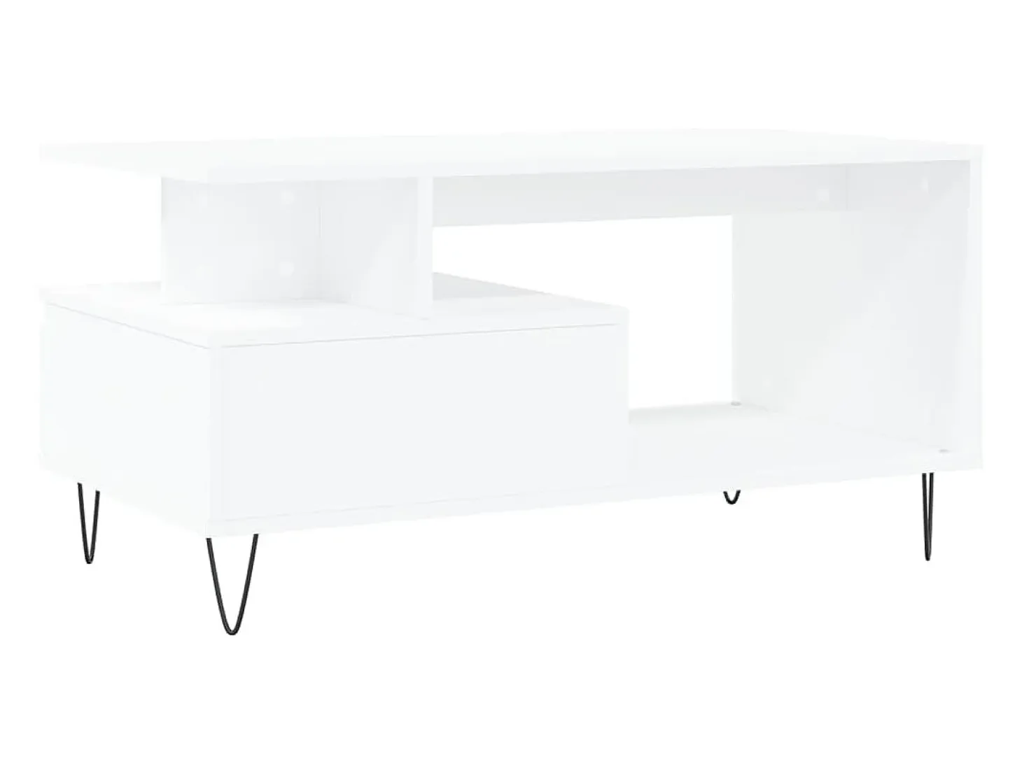 Mesa de centro madera contrachapada blanca 90x49x45 cm