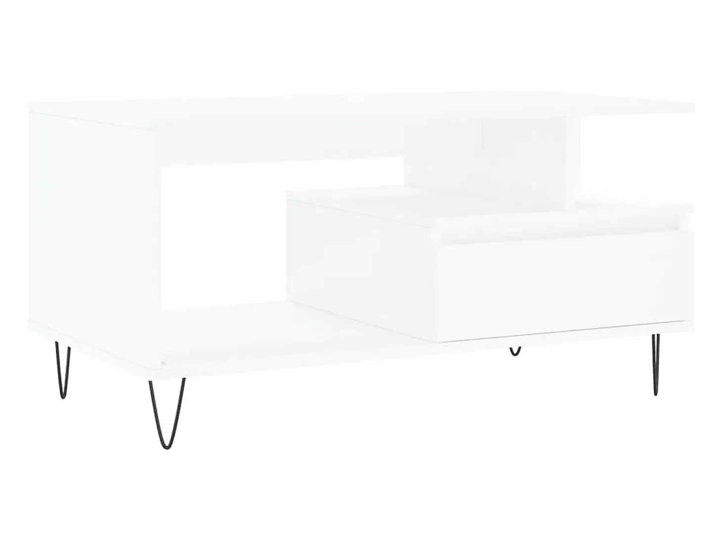 Mesa de centro madera contrachapada blanca 90x49x45 cm