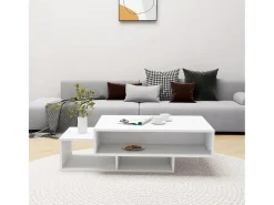 Mesa de centro madera contrachapada blanco 105x55x32 cm