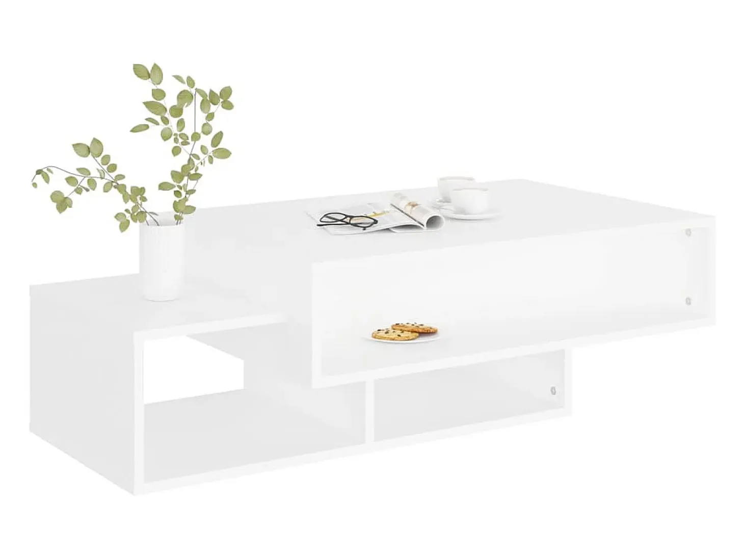 Mesa de centro madera contrachapada blanco 105x55x32 cm