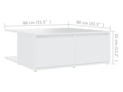 Mesa de centro madera contrachapada blanco 80x80x31 cm