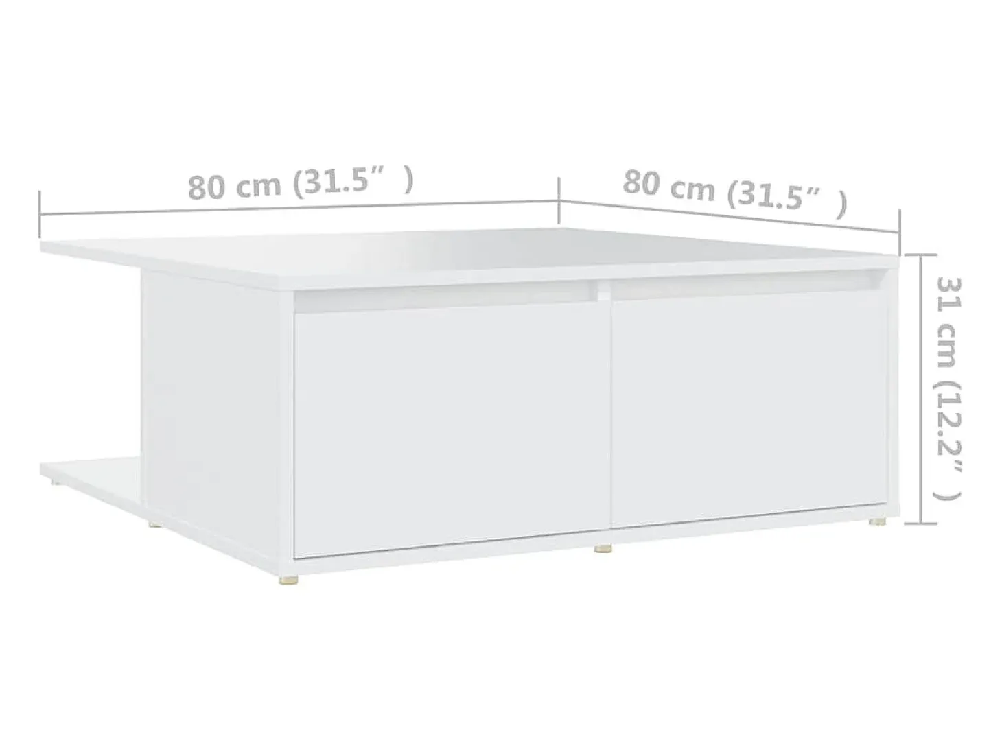 Mesa de centro madera contrachapada blanco 80x80x31 cm
