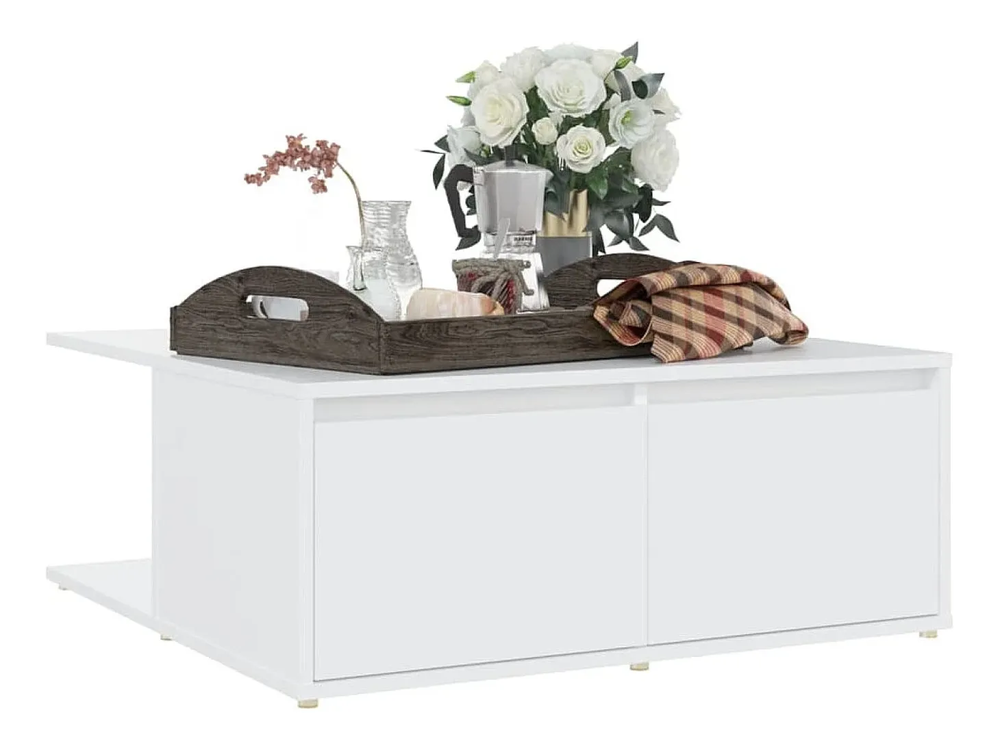 Mesa de centro madera contrachapada blanco 80x80x31 cm