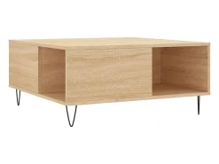 Mesa de centro madera contrachapada roble Sonoma 80x80x36,5 cm