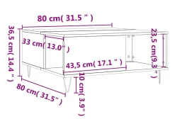 Mesa de centro madera contrachapada roble Sonoma 80x80x36,5 cm