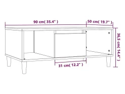Mesa de centro madera contrachapada gris hormigón 90x50x36,5 cm