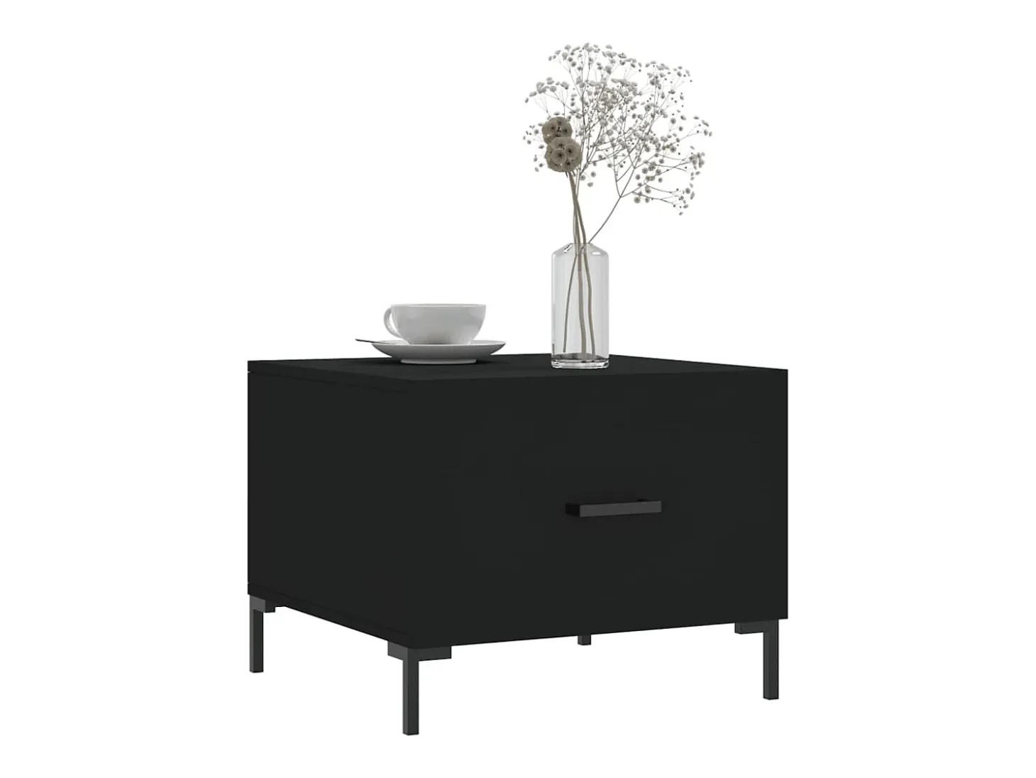 Mesa de centro madera contrachapada negro 50x50x40 cm