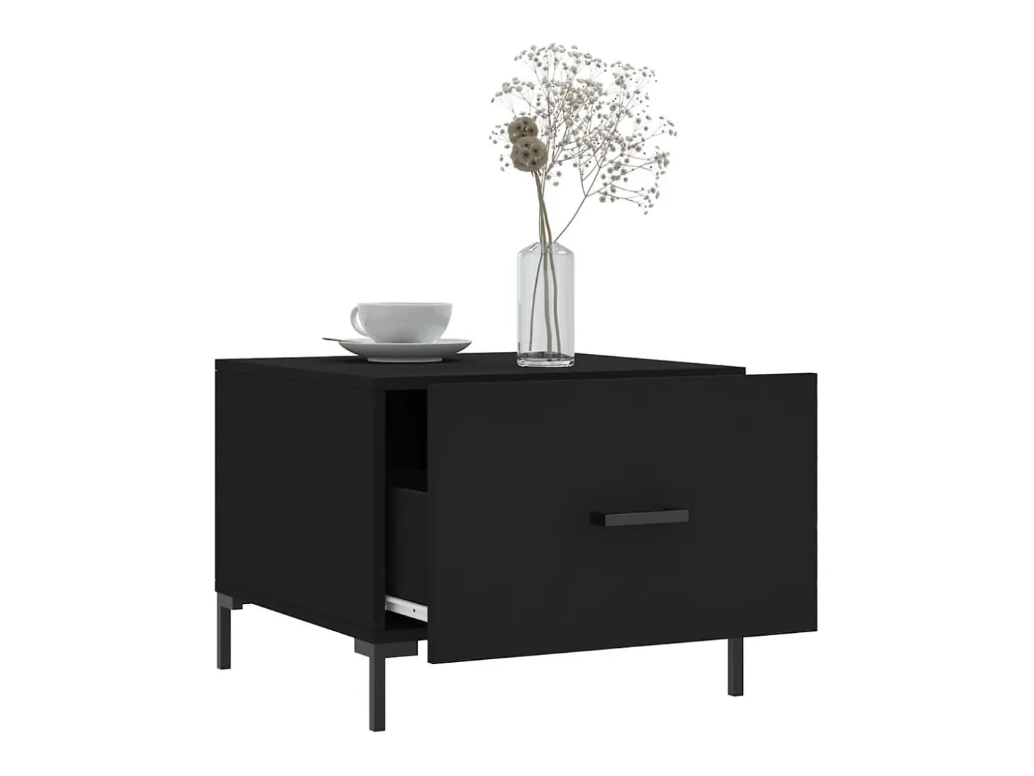 Mesa de centro madera contrachapada negro 50x50x40 cm