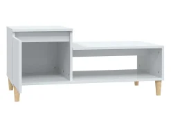 Mesa de centro madera contrachapada blanco brillo 100x50x45 cm