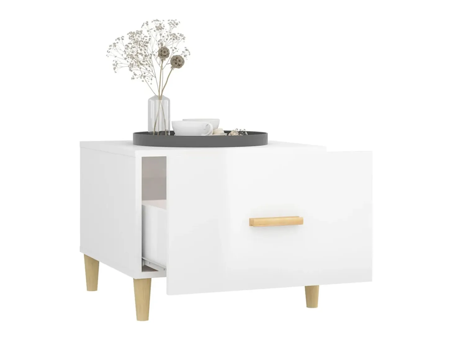 Mesa de centro madera contrachapada brillo blanco 50x50x40 cm ES35665