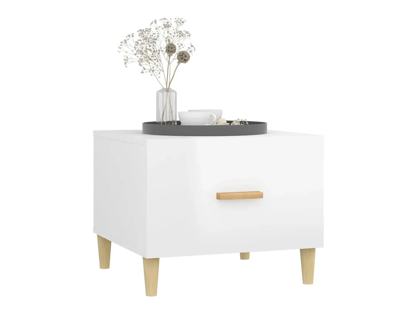 Mesa de centro madera contrachapada brillo blanco 50x50x40 cm ES35665