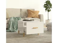Mesa de centro madera contrachapada brillo blanco 50x50x40 cm ES35665