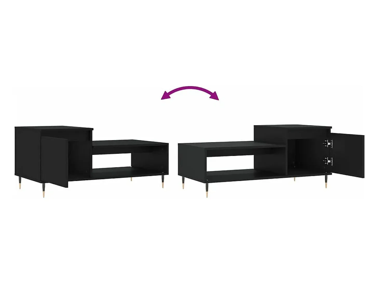 Mesa de centro madera contrachapada negro 100x50x45 cm