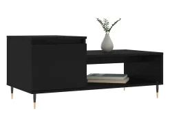 Mesa de centro madera contrachapada negro 100x50x45 cm