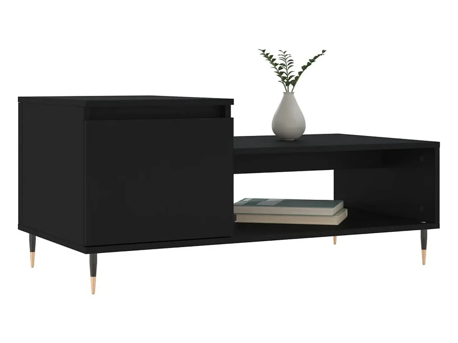 Mesa de centro madera contrachapada negro 100x50x45 cm