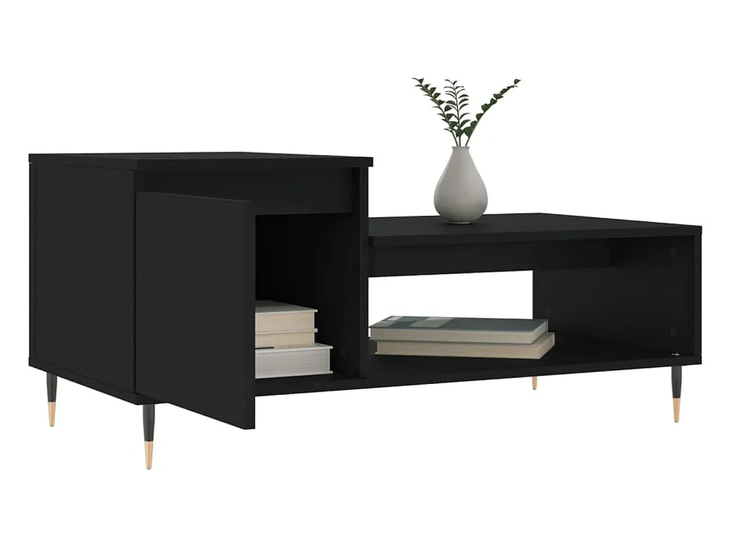 Mesa de centro madera contrachapada negro 100x50x45 cm