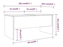 Mesa de centro madera contrachapada Sonoma 102x50,5x46,5 cm