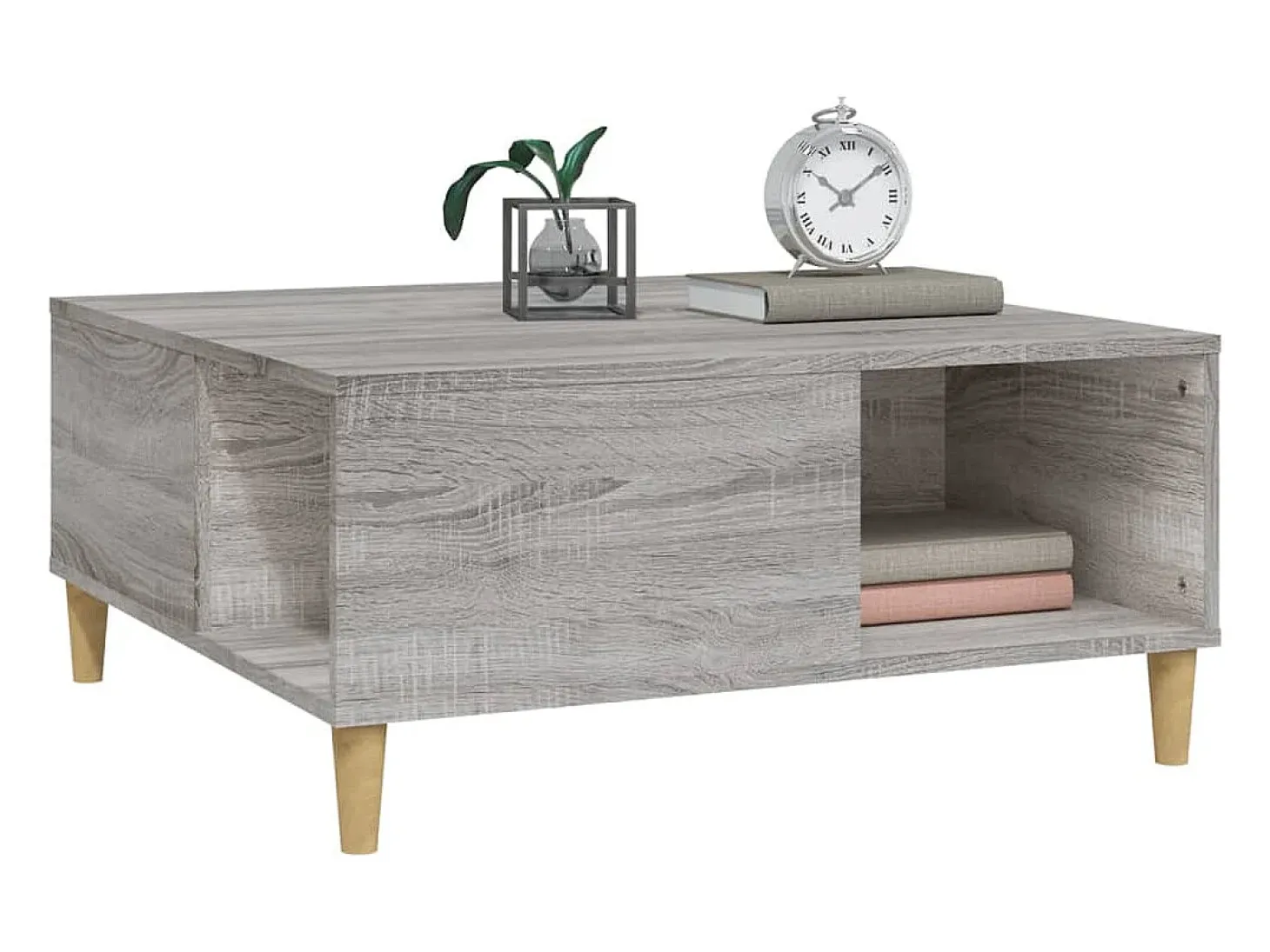 Mesa de centro madera contrachapada gris Sonoma 80x80x36,5 cm
