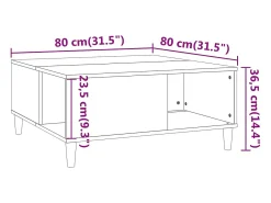 Mesa de centro madera contrachapada gris Sonoma 80x80x36,5 cm