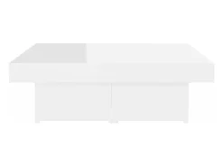 Mesa de centro madera contrachapada blanco brillante 90x90x28cm