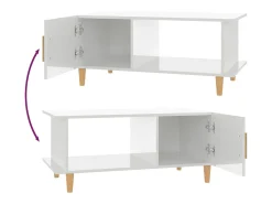 Mesa de centro madera contrachapada blanco brillo 90x50x40 cm