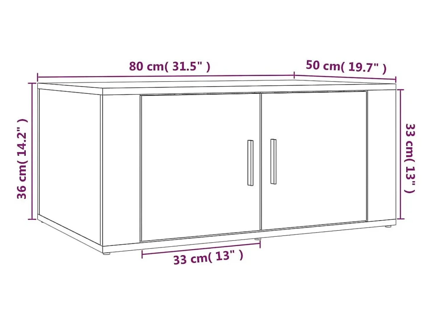 Mesa de centro madera contrachapada negro 80x50x36 cm