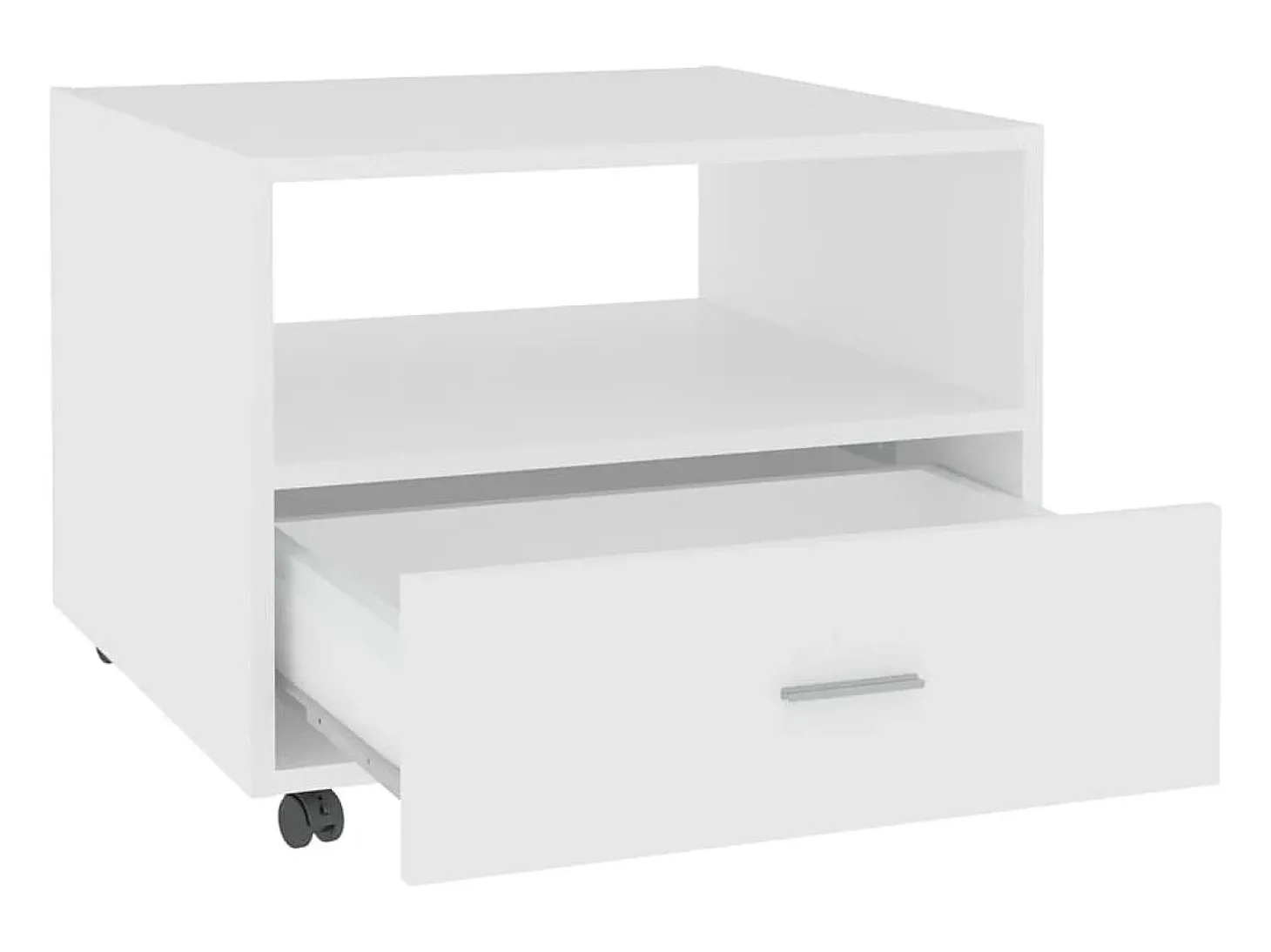 Mesa de centro madera contrachapada blanco 55x55x40 cm