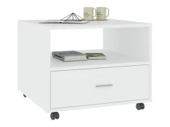 Mesa de centro madera contrachapada blanco 55x55x40 cm