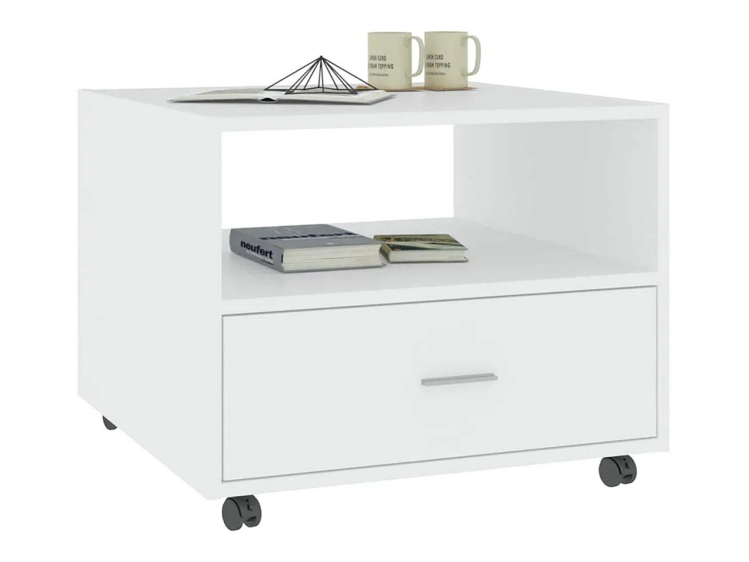 Mesa de centro madera contrachapada blanco 55x55x40 cm